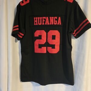 49ers HUFANGA Black Jersey with Red Accents